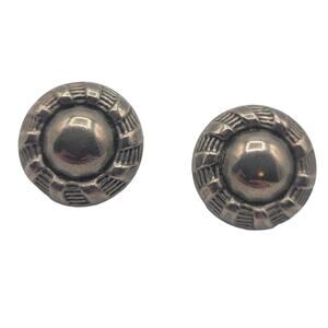 Vintage BARCS Silver TONE Amber Orange Glass CABOCHON Clip ON Earrings